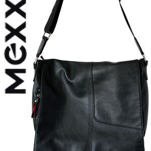 Mexx Black Leather Messenger Bag